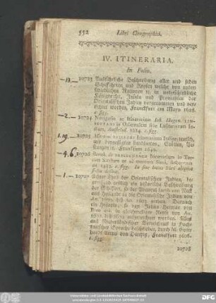 IV. Itineraria.