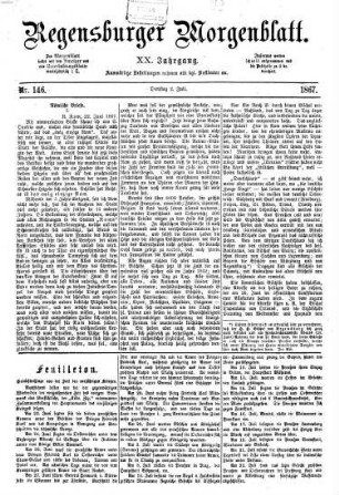 Regensburger Morgenblatt. 20,7-12, 20. 1867, 7 - 12 = Nr. 146 (2. Juli 1867) - Nr. 298 (31. Dezember 1867)