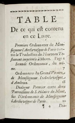Table De ce qui est contenu en ce Livre