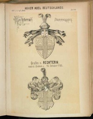 Taf. 84. Rechtern Stammwappen. - Grafen v: Rechtern.
