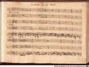 Cleofide, Excerpts, V (X), orch, bc - BSB Mus.ms. 213 : [caption title, ouverture:] Sinfonia. Del. Sig. Hasse. // [spine title on cover:] OPERA // CLEOFIDE