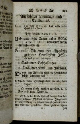 Am sechsten Sonntage nach Epiphanias.