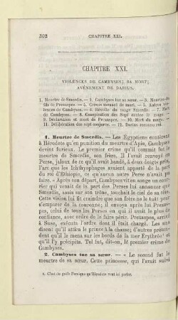 Chapitre XXI. Violences de Cambyses; sa mort; avénement de Darius