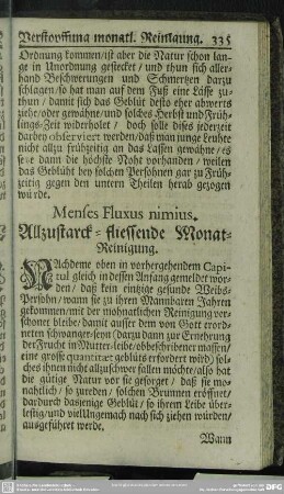 Menses Fluxus nimius. Allzustarck-fliessende Monat-Reinigung