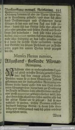 Menses Fluxus nimius. Allzustarck-fliessende Monat-Reinigung