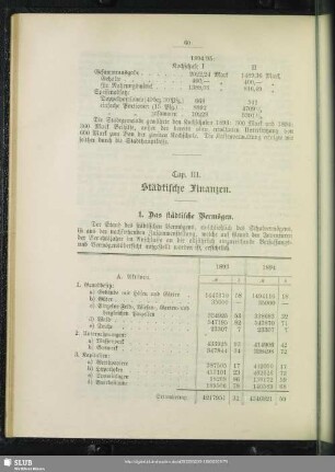 Cap. III. Städtische Finanzen