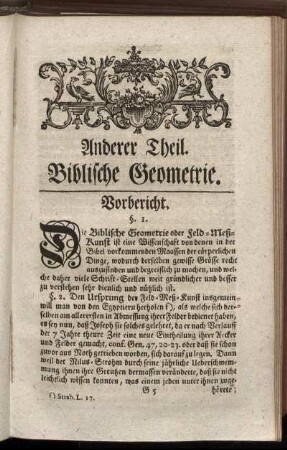 Anderer Theil. Biblische Goemetrie.