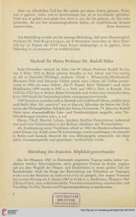 10: Nachruf für Herrn Professor Dr. Rudolf Helm