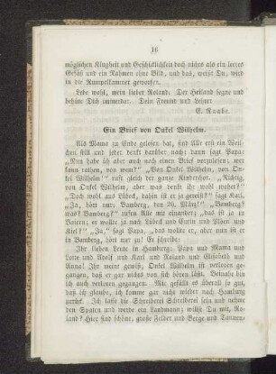 Ein Brief von Onkel Wilhelm.