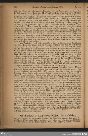 Das Stuttgarter Anerbieten billiger Porträtbilder