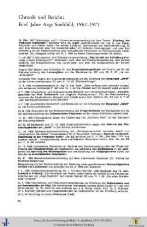 Chronik und Bericht: Fünf Jahre Arge Stadtbild, 1967-1971