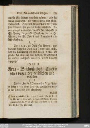 XXXIIII Aerz-Bischöfliches Trierisches duzen der geistlichen und vasallen.