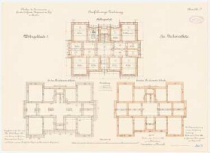 Kaserne des 4. Garderegiments zu Fuß, Berlin-Moabit: Wohngebäude I für Verheiratete: Grundriss 1. Fundament, 2. Fundament, Kellergeschoss 1:100