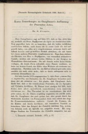 Kurze Bemerkungen zu Ganglbauer´s Auffassung der Procrustes-Arten.