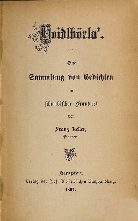 Hoidlbörla' : eine Sammlung von Gedichten in schwäbischer Mundart
