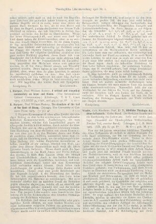 36-38 [Rezension] Stade, Bernhard, Biblische Theologie des Alten Testaments. 1. Bd.: Die Religion Israels und die Entstehung des Judentums. 1. u. 2. Aufl