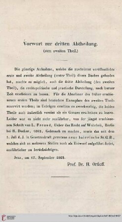 Vorwort zur dritten Abtheilung
