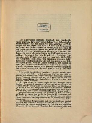 Die Entstehung des Weltkrieges im Lichte der Veröffentlichungen der Dreiverbandmächte