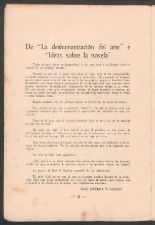 De "La deshumanización del arte" e "Ideas sobre la novela"