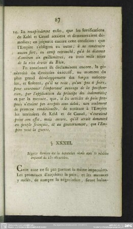§. XXXIII. Réponse derniere de la deputation réunie avec le ministre imperial du 15 - 16 octobre