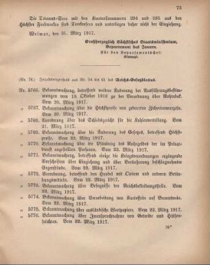 Nr. 76: Inhaltsverzeichnis aus Nr. 54 bis 61 des Reichs-Gesetzblattes