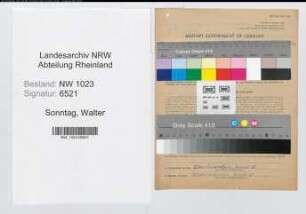 Entnazifizierung Walter Sonntag , geb. 28.09.1909 (Zollbeamter)