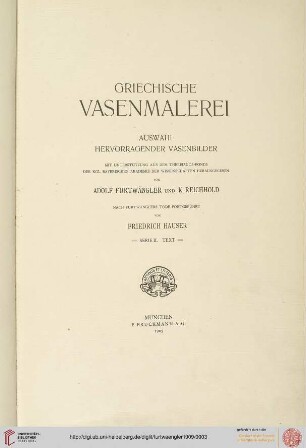 Serie II, Text: Griechische Vasenmalerei: Auswahl hervorragender Vasenbilder