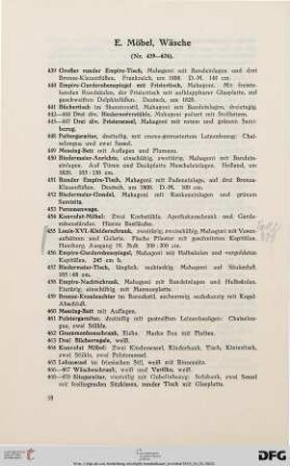E. Möbel, Wäsche (Nr. 439-676)