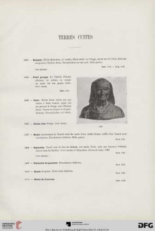 Terres Cuites, Marbres (Nr. 1403-1460)