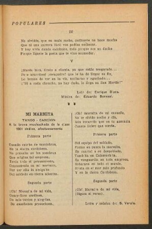 Mi marmita : Tango canción