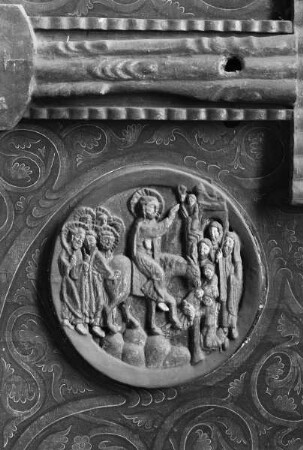 Darstellung: Passionsszenen — Medaillion: Christi Einzug in Jerusalem