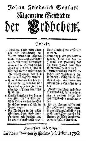 Algemeine Geschichte der Erdbeben