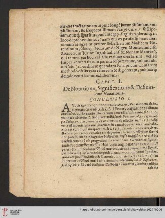 Caput I: De Notatione, Significatione & Definitione Venationis
