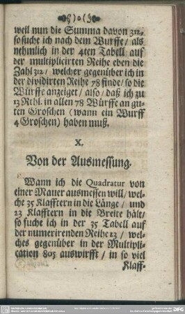 X. Von der Ausmessung