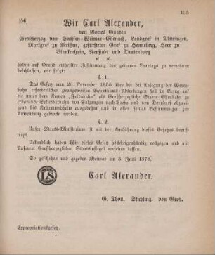 56. Expropriationsgesetz für die vorgedachte Bahn