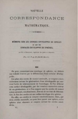 Mémoire sur les courbes enveloppes de cercles et sur les surfaces enveloppes de sphères.