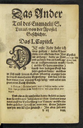 Das Ander Teil des Evangelii S. Lucas/ von der Apostel Geschichte.