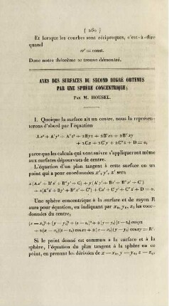 Axes des surfaces du second dergé obtenus par une sphère concentrique.
