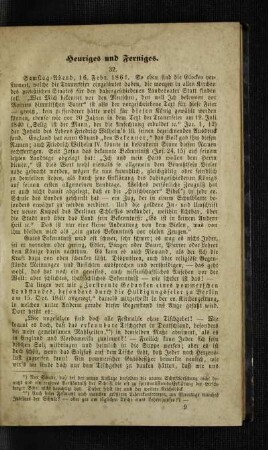 Heuriges und Ferniges : 32. Samstag-Abend, 16. Febr. 1861 ; 33.