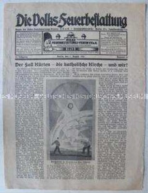 Mitteilungsblatt "Die Volks-Feuerbestattung" zur Auseinandersetzung mit der katholischen Kirche