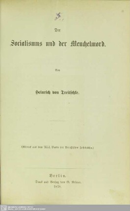 Der Socialismus und der Meuchelmord