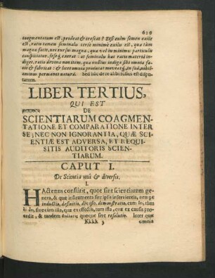 Caput I. De Scientia una & diversis.