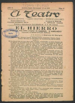 1922008500: El hierro : drama en tres actos
