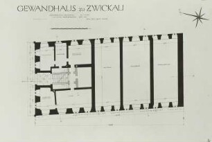Zwickau, Gewandhaus, Erdgeschoß-Grundriß (Zustand um 1800), Rekonstruktion