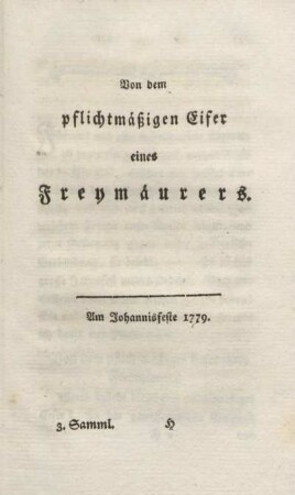 Von dem pflichtmäßigen Eifer eines Freymäurers.