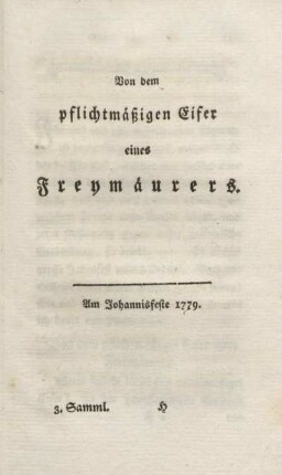 Von dem pflichtmäßigen Eifer eines Freymäurers.