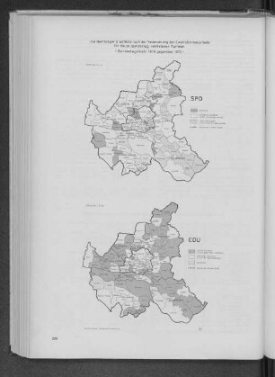 Schaubild 4b: Die Hamburger Stadtteile nach der Veränderung der Zweitstimmenanteile für die im Bundestag vertretenen Parteien - Bundestagswahl 1976 gegenüber 1972 - CDU