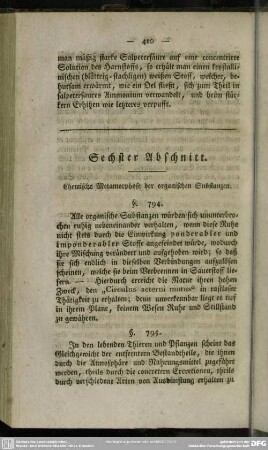 Sechster Abschnitt. Chemische Metamorphose der organischen Substanzen