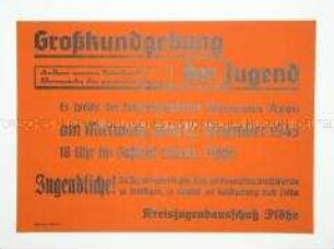 Maueranschlag zur Ankündigung einer Jugend-Kundgebung mit Hermann Axen in Flöha