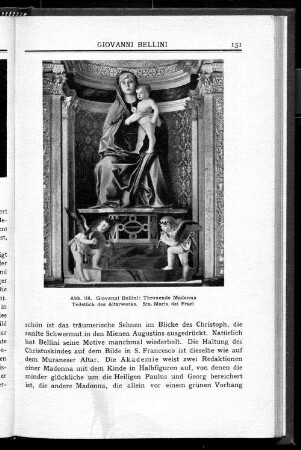 Abb. 118. Giovanni Bellini: Thronende Madonna Teilstück des Altarwerks. Sta. Maria dei Frari